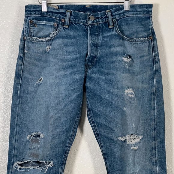 Polo Ralph Lauren Sullivan Slim Button Fly Distressed Jeans Men's Size 32x30 - Picture 2 of 14